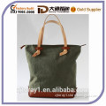 Leather and canvas shopper bag woman bags purses handle bag